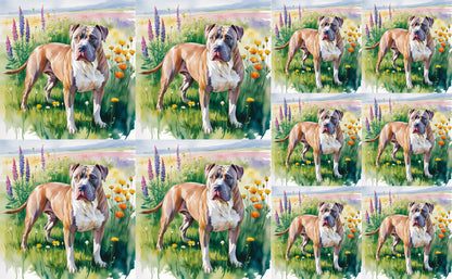 DecoCraft - Scenic Tiles Series - Watercolor Pets - Pitbull - Tan