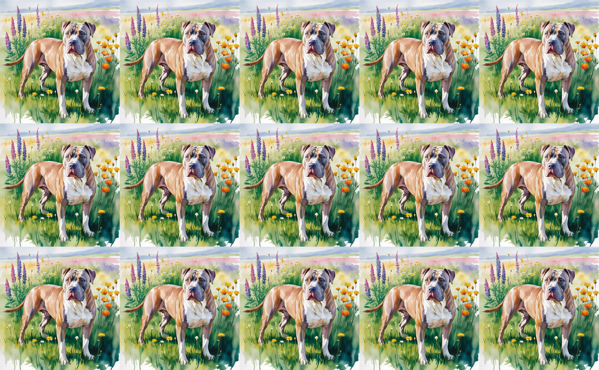 DecoCraft - Scenic Tiles Series - Watercolor Pets - Pitbull - Tan