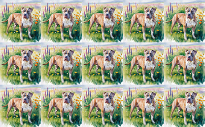 DecoCraft - Scenic Tiles Series - Watercolor Pets - Pitbull - Tan