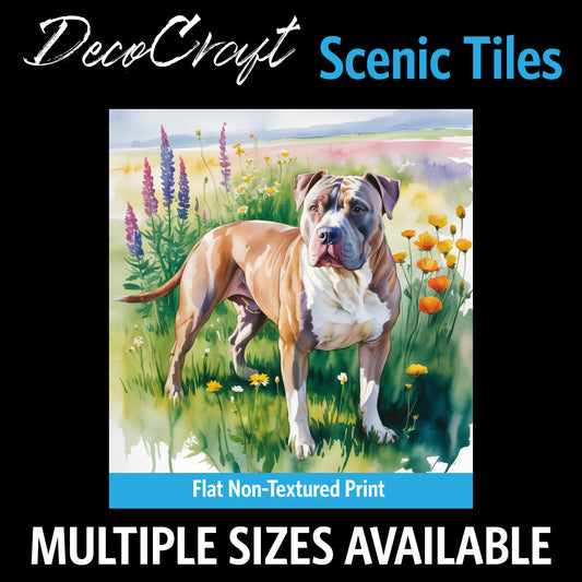 DecoCraft - Scenic Tiles Series - Watercolor Pets - Pitbull - Tan