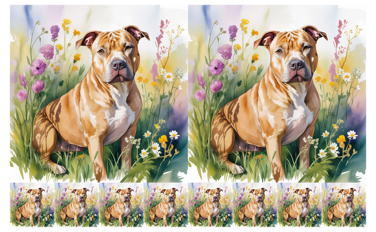 DecoCraft - Scenic Tiles Series - Watercolor Pets - Pitbull - Copper