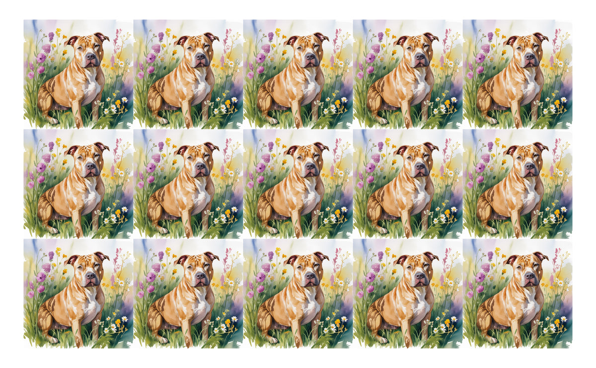 DecoCraft - Scenic Tiles Series - Watercolor Pets - Pitbull - Copper