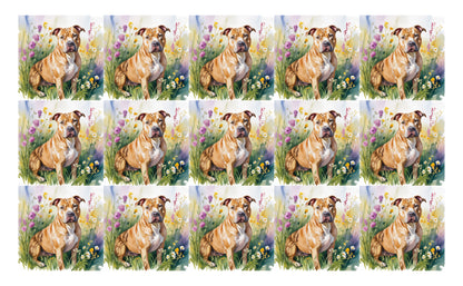 DecoCraft - Scenic Tiles Series - Watercolor Pets - Pitbull - Copper
