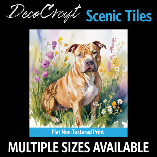 DecoCraft - Scenic Tiles Series - Watercolor Pets - Pitbull - Copper