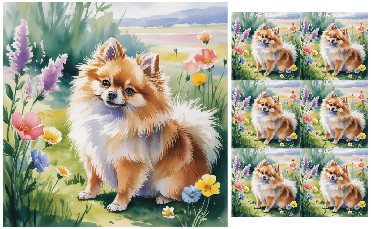 DecoCraft - Scenic Tiles Series - Watercolor Pets - Pomeranian