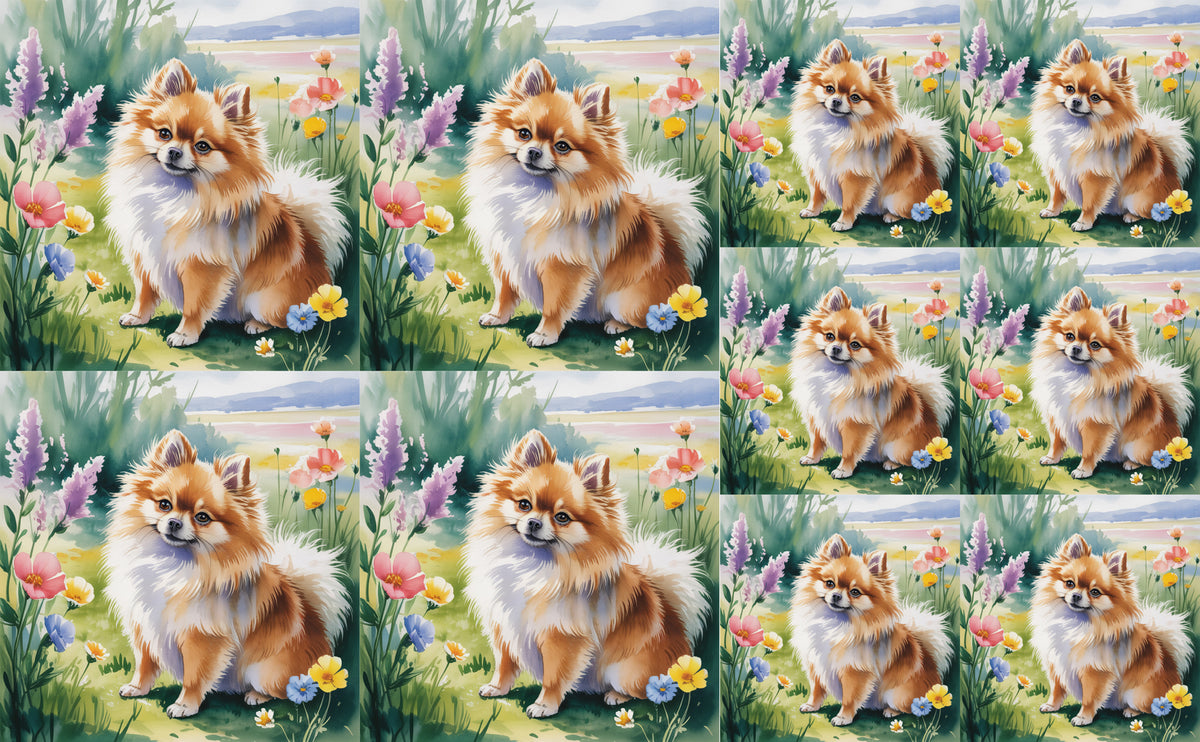 DecoCraft - Scenic Tiles Series - Watercolor Pets - Pomeranian