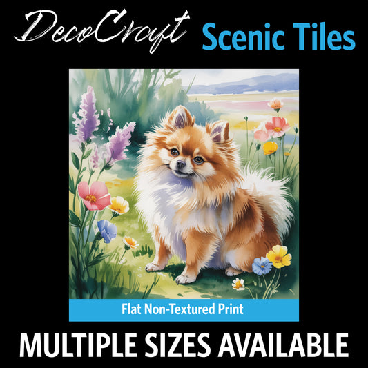 DecoCraft - Scenic Tiles Series - Watercolor Pets - Pomeranian