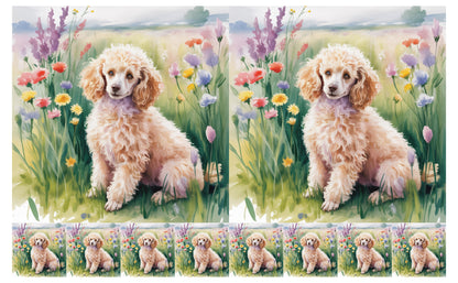 DecoCraft - Scenic Tiles Series - Watercolor Pets - Poodle - Tan