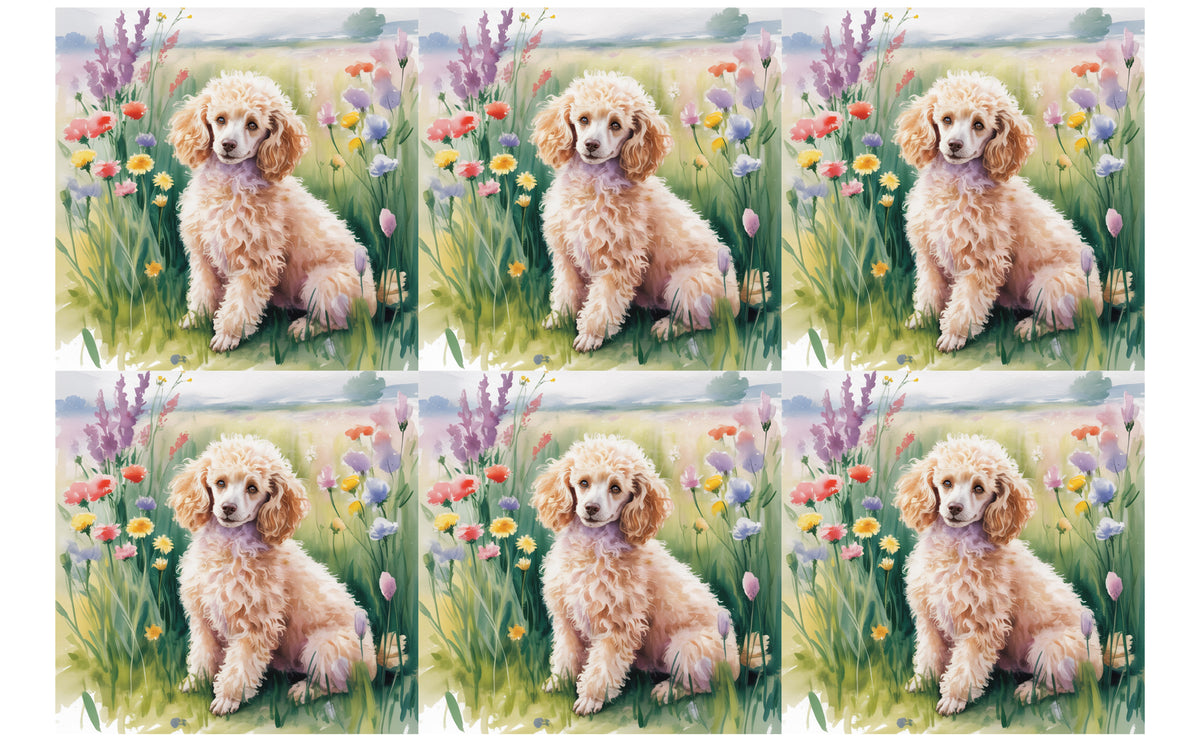 DecoCraft - Scenic Tiles Series - Watercolor Pets - Poodle - Tan