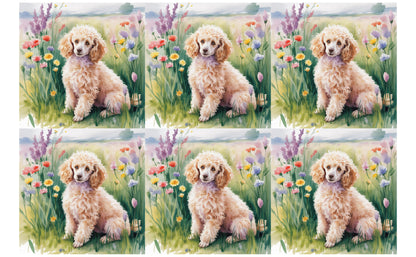 DecoCraft - Scenic Tiles Series - Watercolor Pets - Poodle - Tan