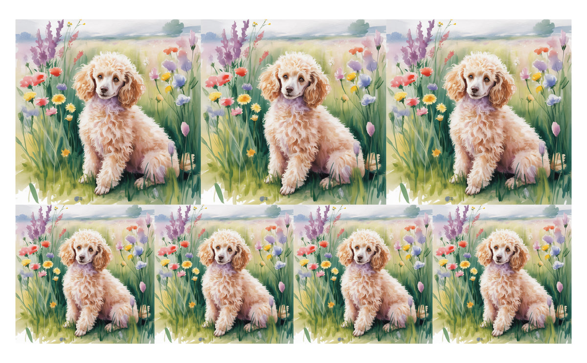 DecoCraft - Scenic Tiles Series - Watercolor Pets - Poodle - Tan