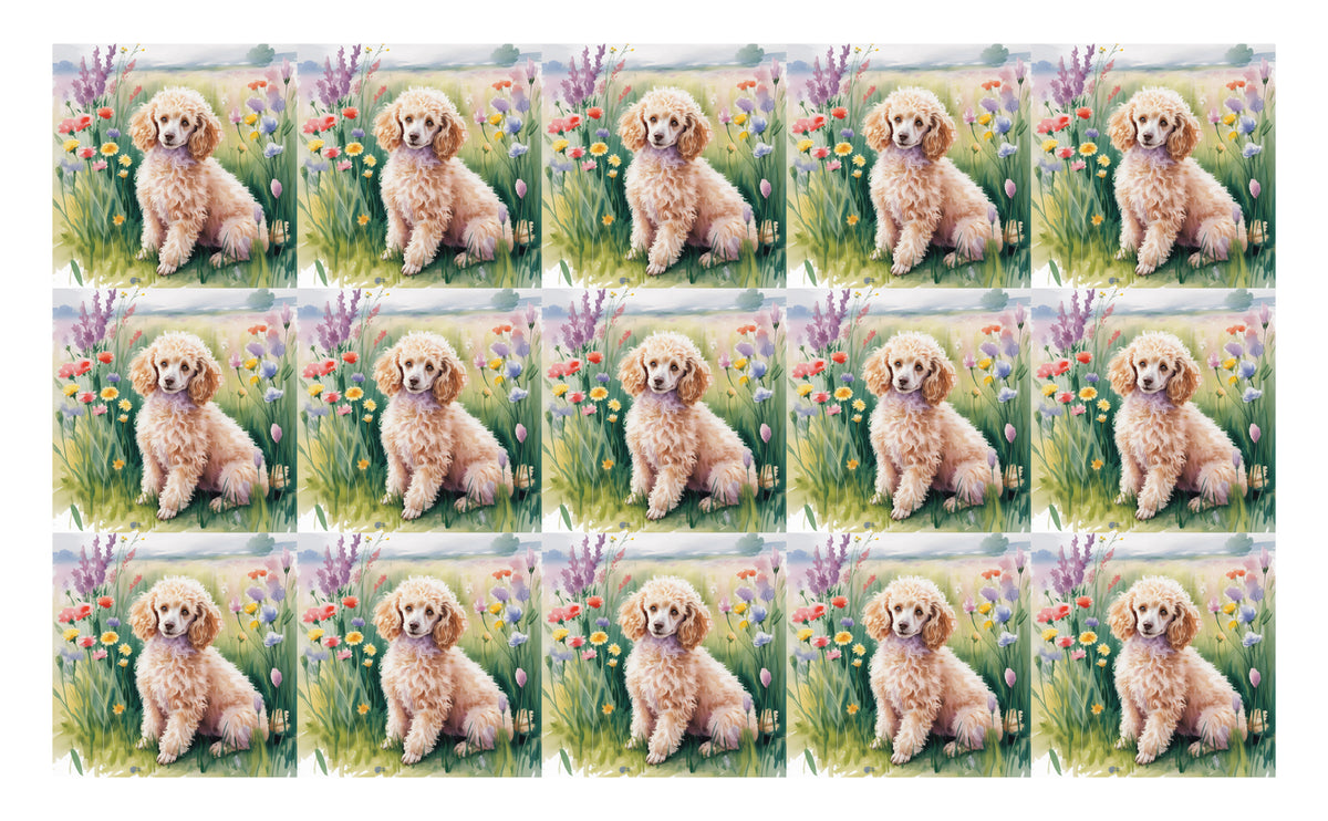 DecoCraft - Scenic Tiles Series - Watercolor Pets - Poodle - Tan