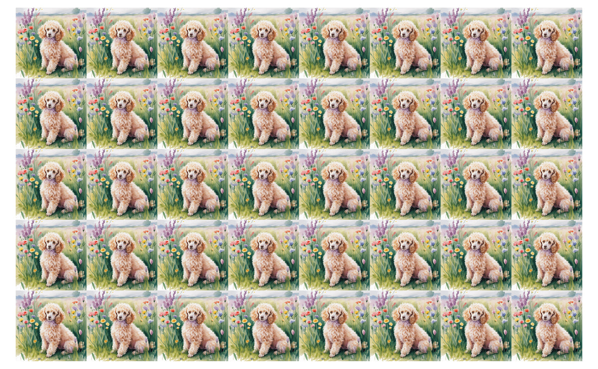 DecoCraft - Scenic Tiles Series - Watercolor Pets - Poodle - Tan