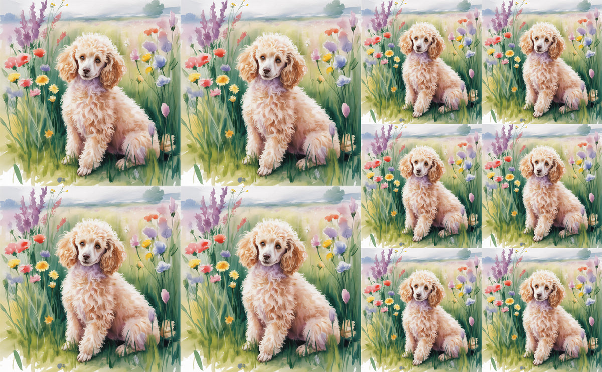DecoCraft - Scenic Tiles Series - Watercolor Pets - Poodle - Tan