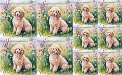 DecoCraft - Scenic Tiles Series - Watercolor Pets - Poodle - Tan