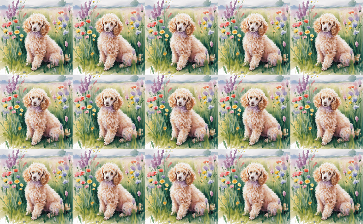 DecoCraft - Scenic Tiles Series - Watercolor Pets - Poodle - Tan