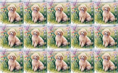 DecoCraft - Scenic Tiles Series - Watercolor Pets - Poodle - Tan