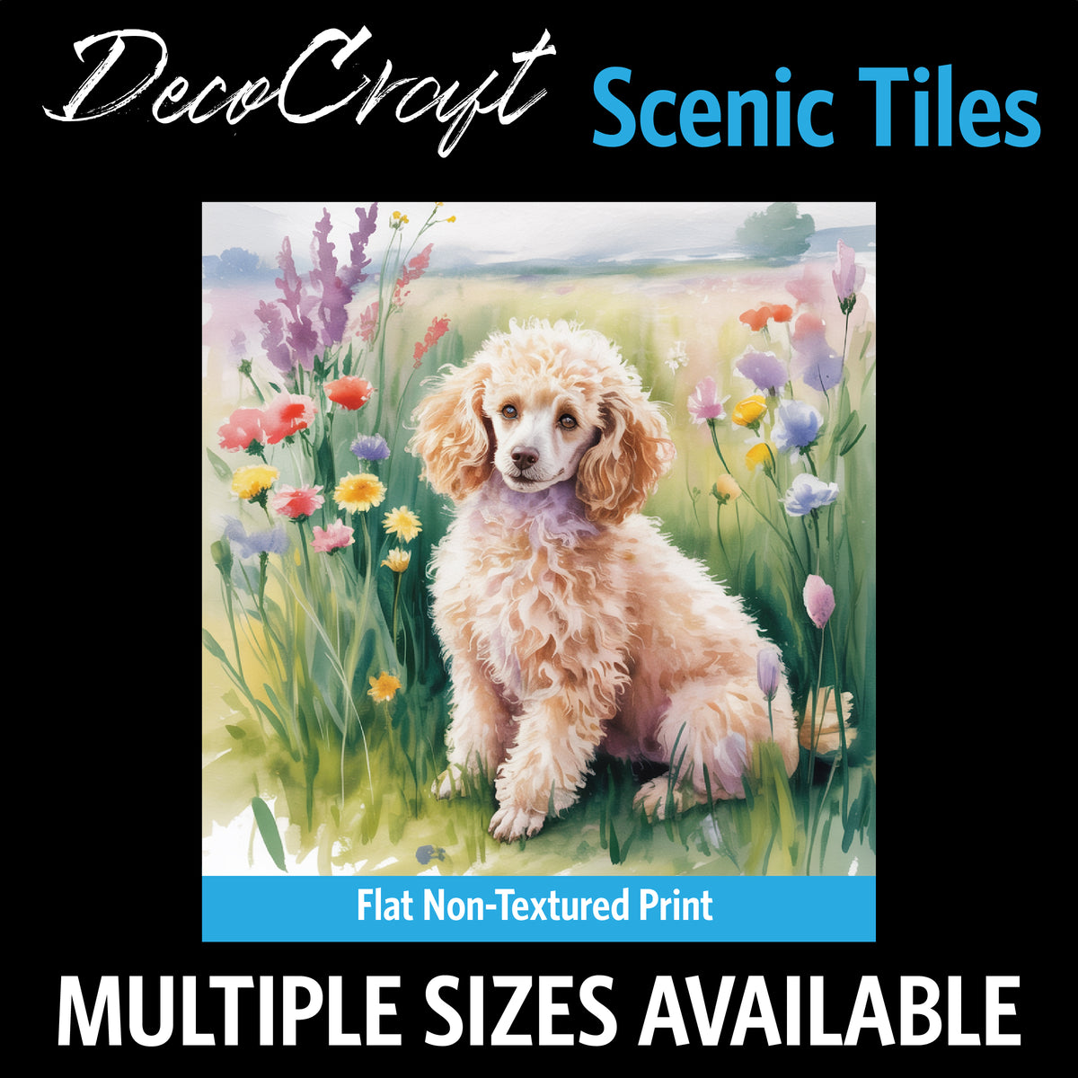 DecoCraft - Scenic Tiles Series - Watercolor Pets - Poodle - Tan