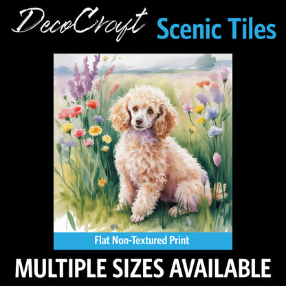 DecoCraft - Scenic Tiles Series - Watercolor Pets - Poodle - Tan