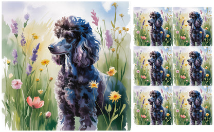 DecoCraft - Scenic Tiles Series - Watercolor Pets - Poodle - Black
