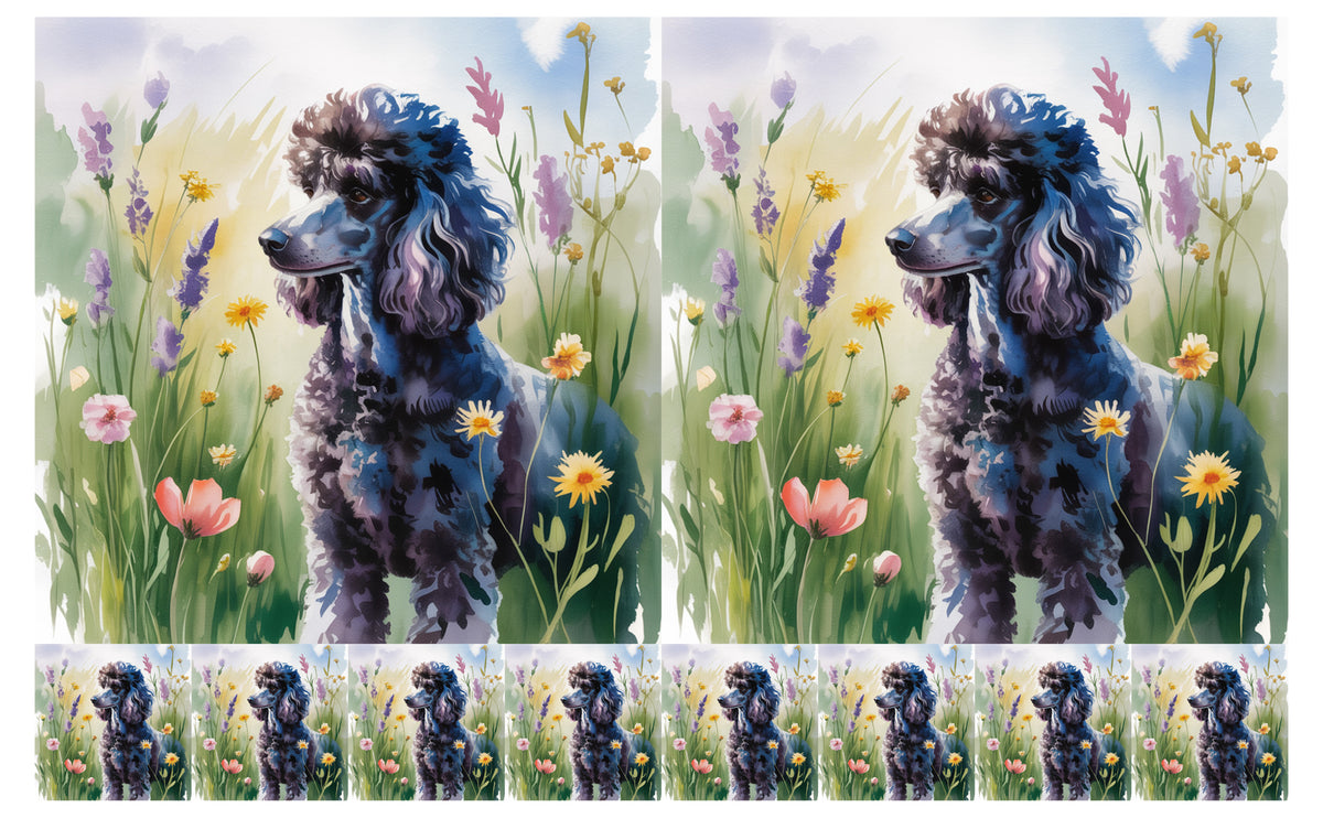 DecoCraft - Scenic Tiles Series - Watercolor Pets - Poodle - Black