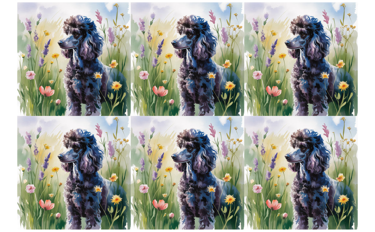 DecoCraft - Scenic Tiles Series - Watercolor Pets - Poodle - Black