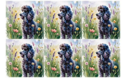 DecoCraft - Scenic Tiles Series - Watercolor Pets - Poodle - Black