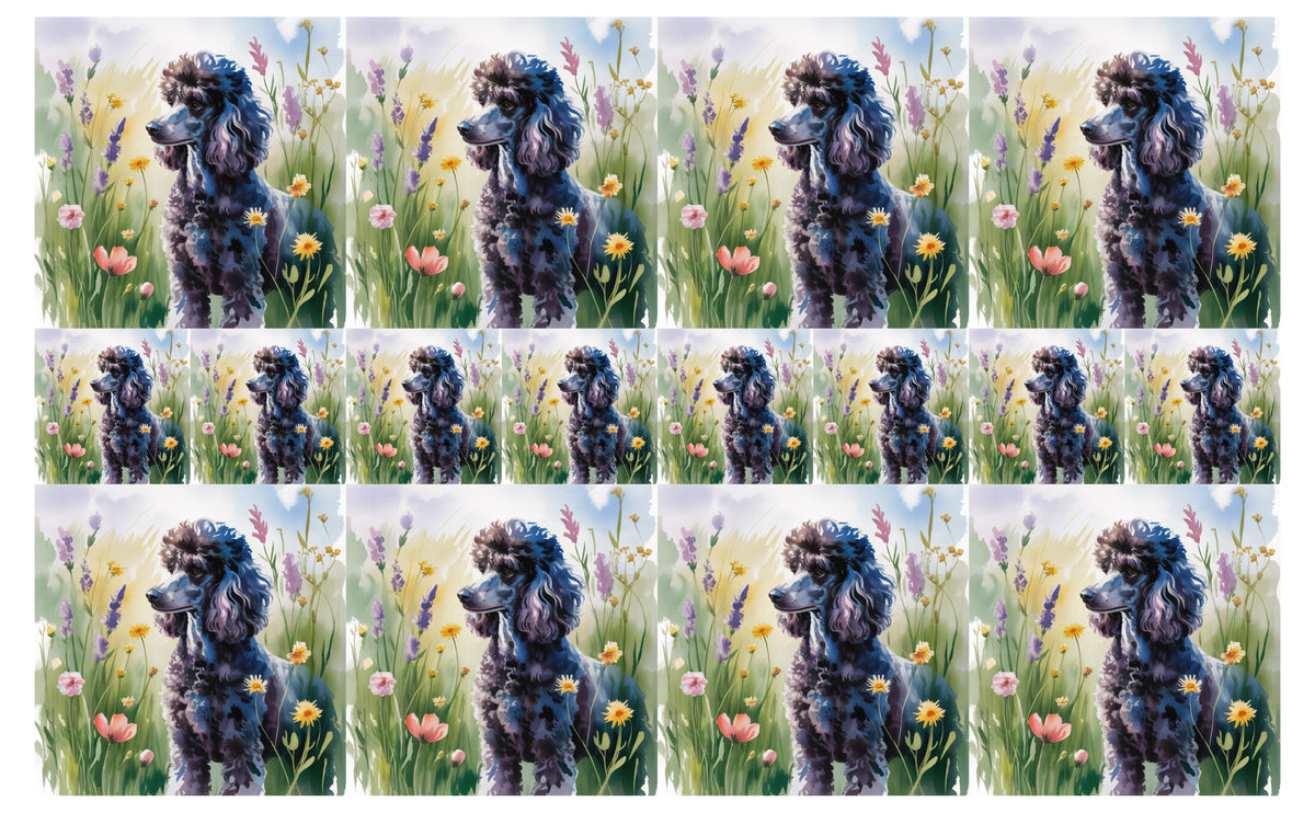 DecoCraft - Scenic Tiles Series - Watercolor Pets - Poodle - Black