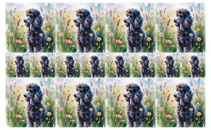 DecoCraft - Scenic Tiles Series - Watercolor Pets - Poodle - Black