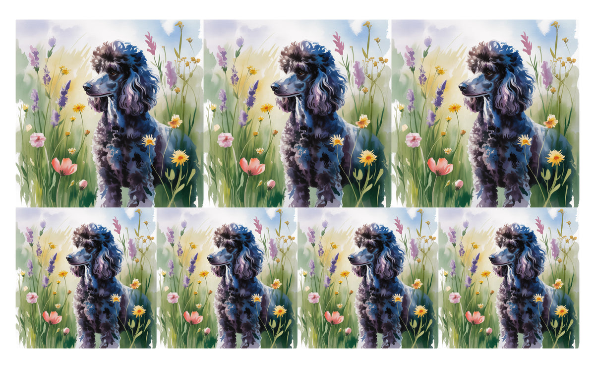 DecoCraft - Scenic Tiles Series - Watercolor Pets - Poodle - Black
