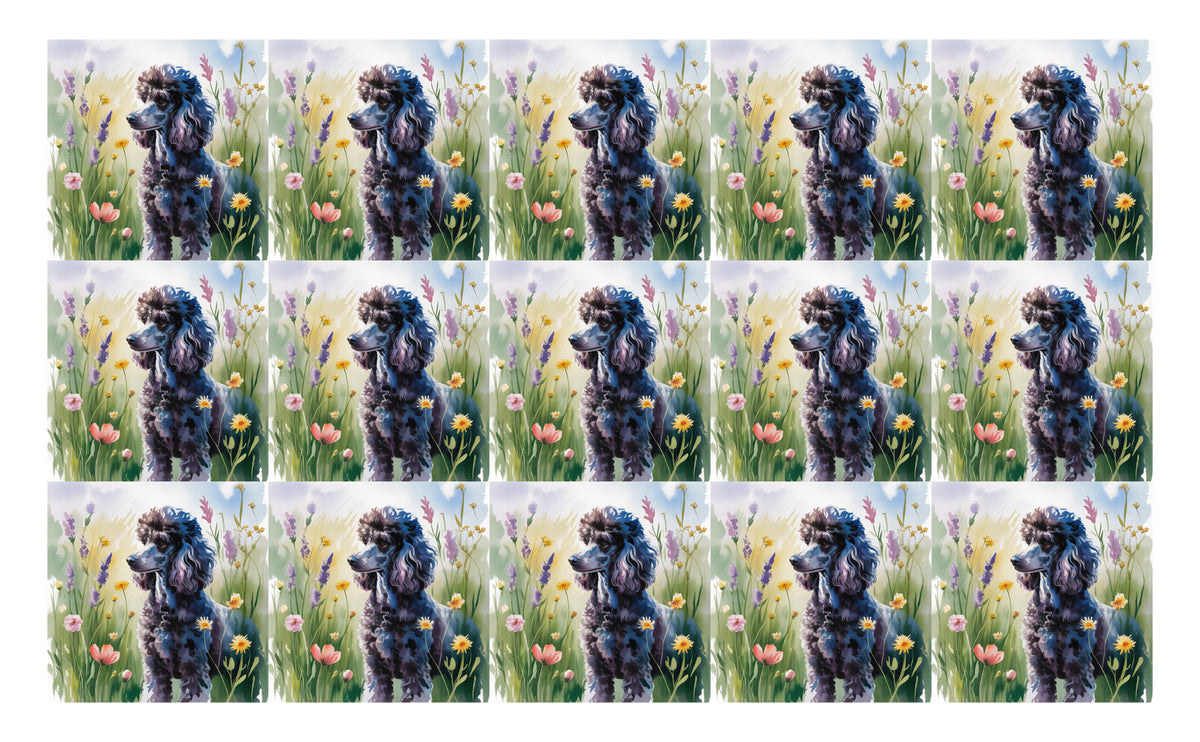 DecoCraft - Scenic Tiles Series - Watercolor Pets - Poodle - Black