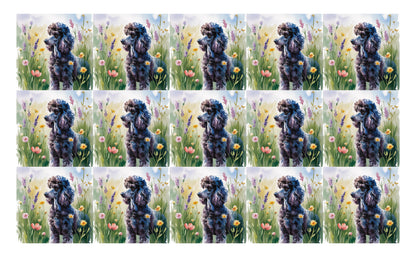 DecoCraft - Scenic Tiles Series - Watercolor Pets - Poodle - Black