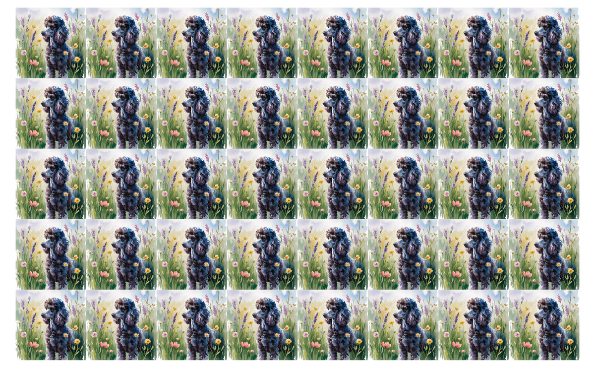 DecoCraft - Scenic Tiles Series - Watercolor Pets - Poodle - Black