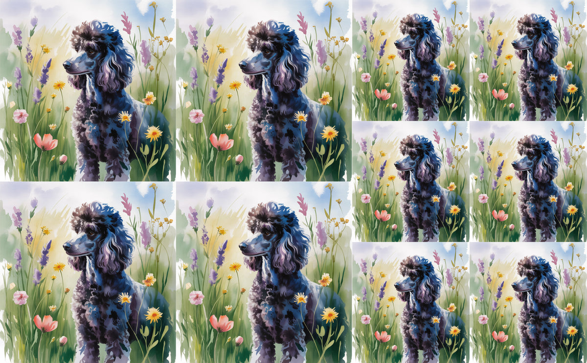 DecoCraft - Scenic Tiles Series - Watercolor Pets - Poodle - Black