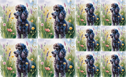 DecoCraft - Scenic Tiles Series - Watercolor Pets - Poodle - Black