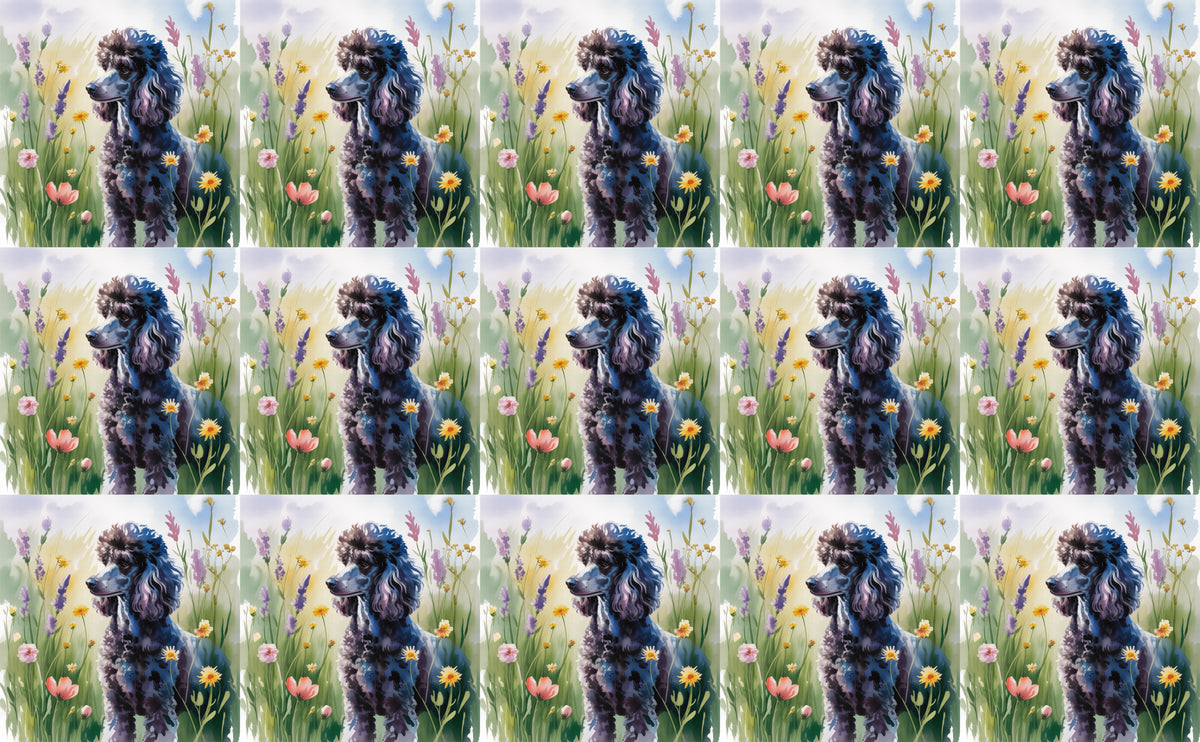 DecoCraft - Scenic Tiles Series - Watercolor Pets - Poodle - Black
