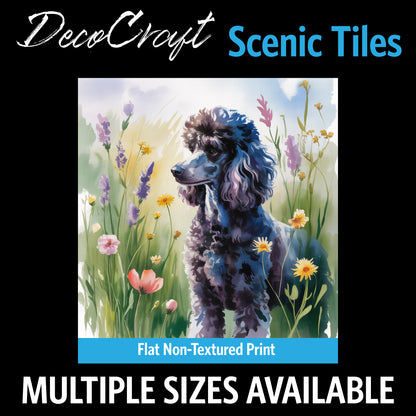 DecoCraft - Scenic Tiles Series - Watercolor Pets - Poodle - Black