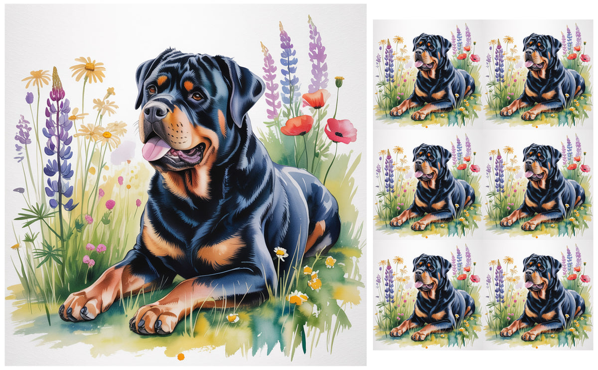 DecoCraft - Scenic Tiles Series - Watercolor Pets - Rottweiler