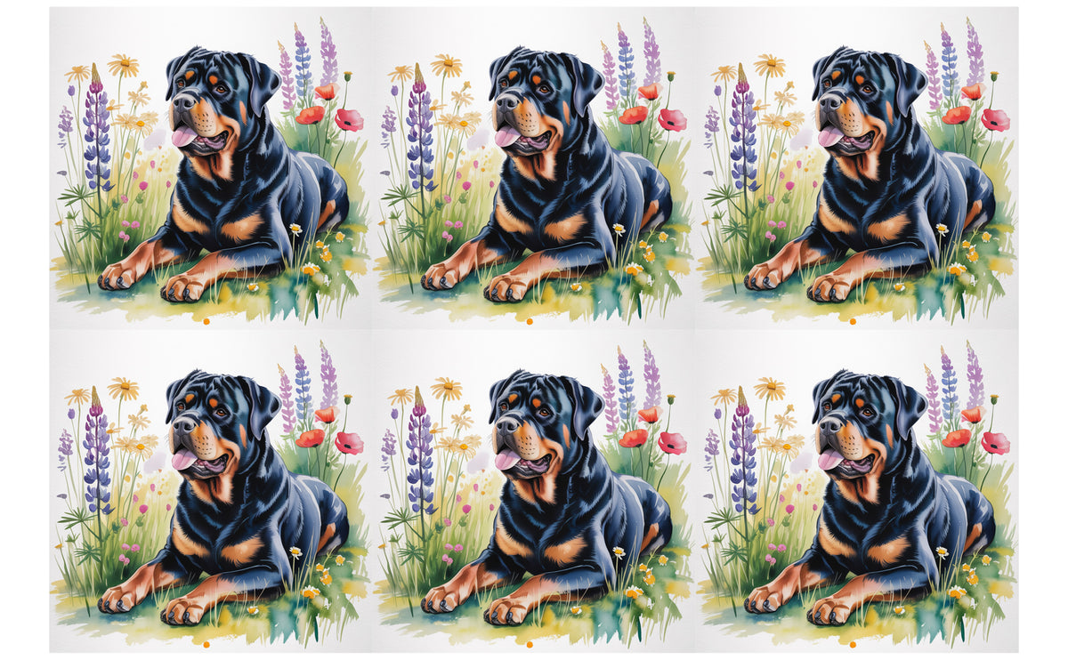 DecoCraft - Scenic Tiles Series - Watercolor Pets - Rottweiler