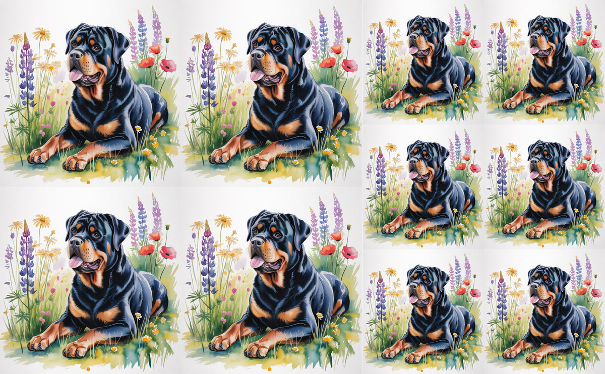 DecoCraft - Scenic Tiles Series - Watercolor Pets - Rottweiler