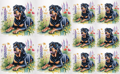 DecoCraft - Scenic Tiles Series - Watercolor Pets - Rottweiler