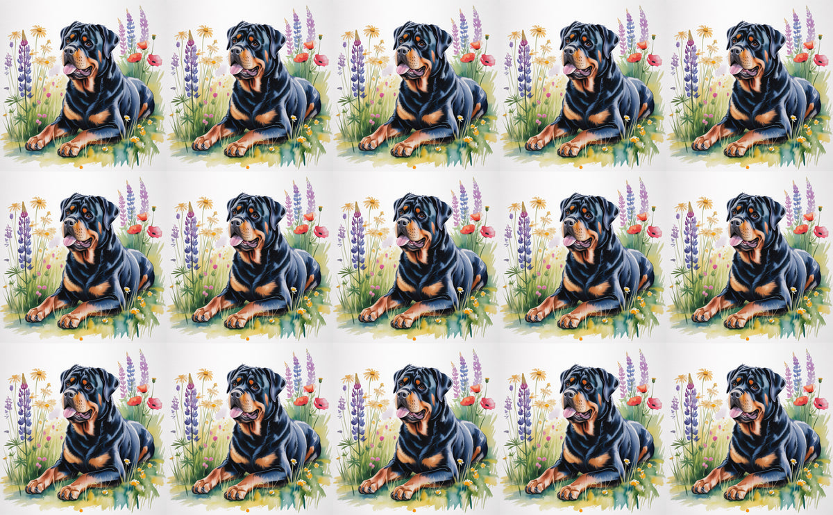 DecoCraft - Scenic Tiles Series - Watercolor Pets - Rottweiler
