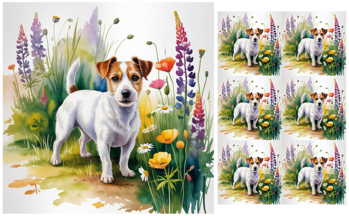DecoCraft - Scenic Tiles Series - Watercolor Pets - Russell Terrier