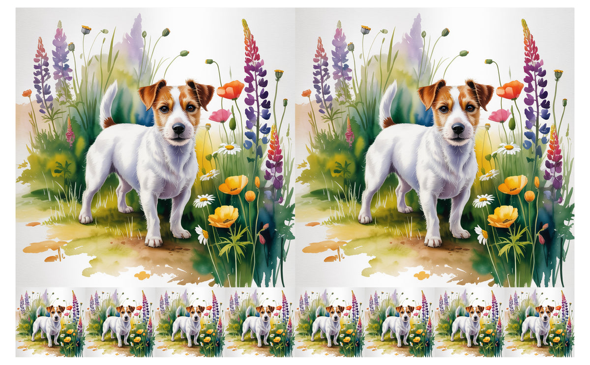 DecoCraft - Scenic Tiles Series - Watercolor Pets - Russell Terrier