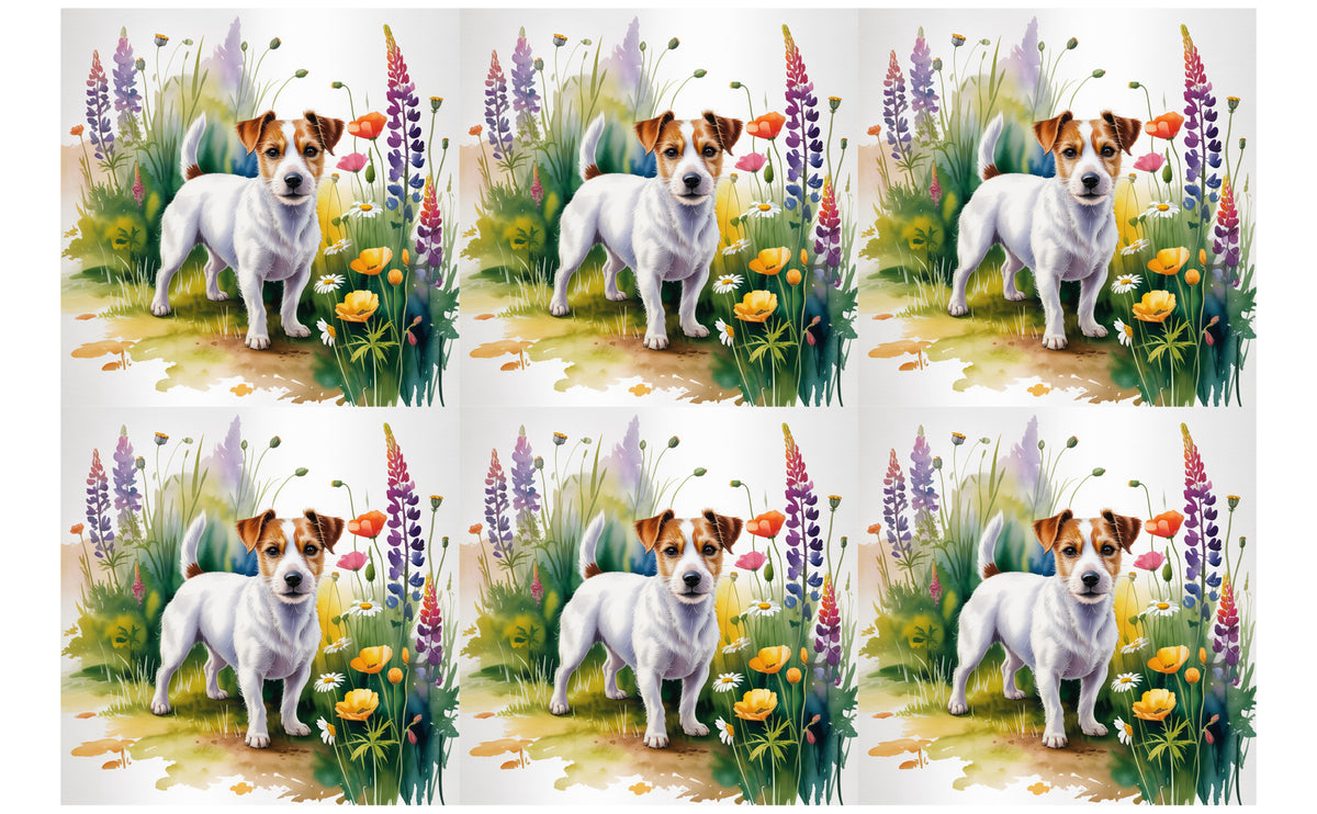 DecoCraft - Scenic Tiles Series - Watercolor Pets - Russell Terrier