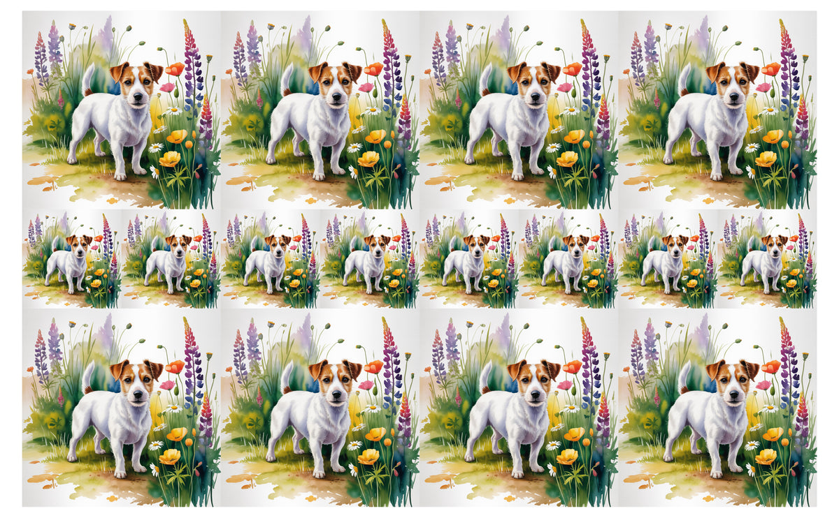 DecoCraft - Scenic Tiles Series - Watercolor Pets - Russell Terrier