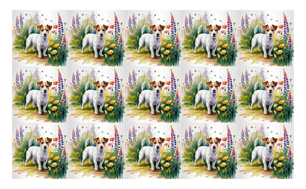 DecoCraft - Scenic Tiles Series - Watercolor Pets - Russell Terrier