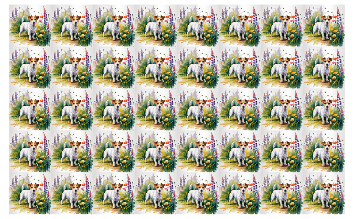 DecoCraft - Scenic Tiles Series - Watercolor Pets - Russell Terrier