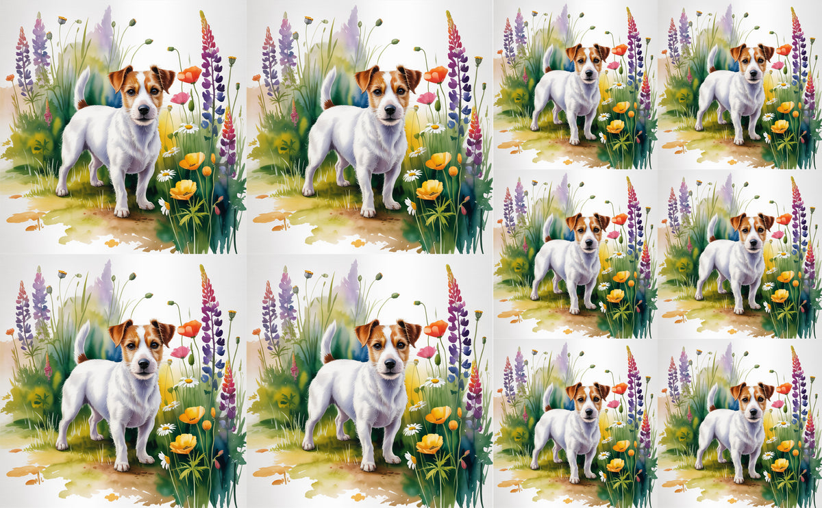 DecoCraft - Scenic Tiles Series - Watercolor Pets - Russell Terrier