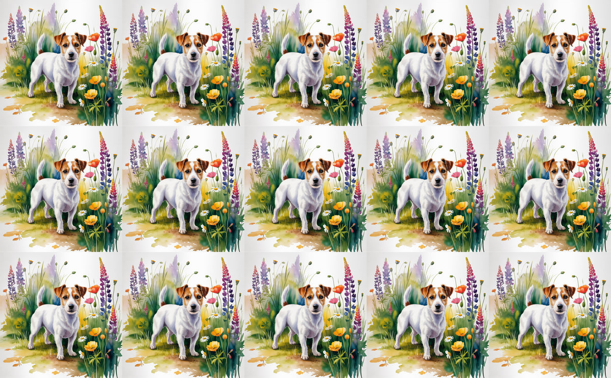 DecoCraft - Scenic Tiles Series - Watercolor Pets - Russell Terrier